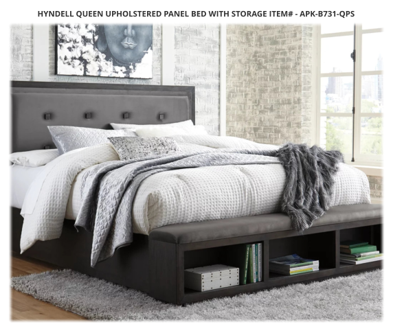 Hyndell Queen Upholstered Panel Bed with Storage ITEM# - APK-B731-QPS