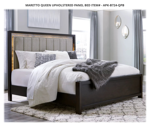 Maretto Queen Upholstered Panel Bed ITEM# - APK-B724-QPB