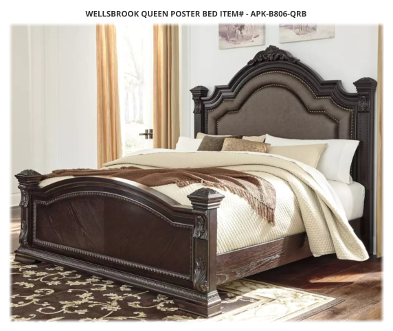 Wellsbrook Queen Poster Bed ITEM# - APK-B806-QRB